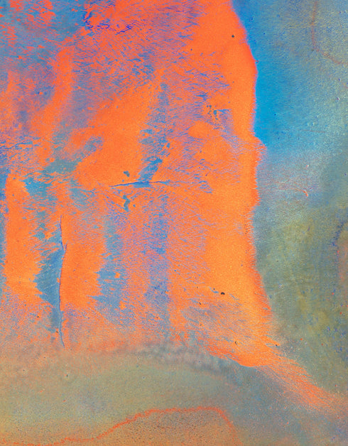 Compact painting celebrating earth, fire, water, and air with vivid colors and dynamic contrasts.