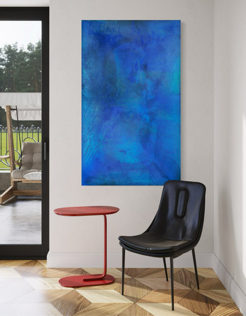 Versatile painting with golds, cobalt, and metallic pigments, celebrating water's beauty and its benefits to our overall well-being.