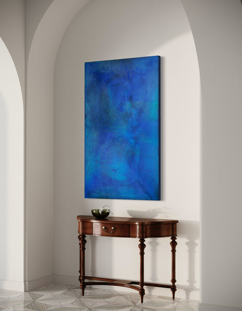 Versatile painting with golds, cobalt, and metallic pigments, celebrating water's beauty and its benefits to our overall well-being.