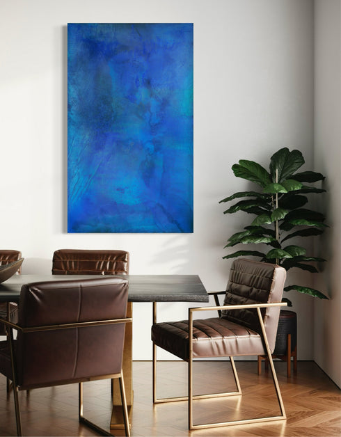 Versatile painting with golds, cobalt, and metallic pigments, celebrating water's beauty and its benefits to our overall well-being.