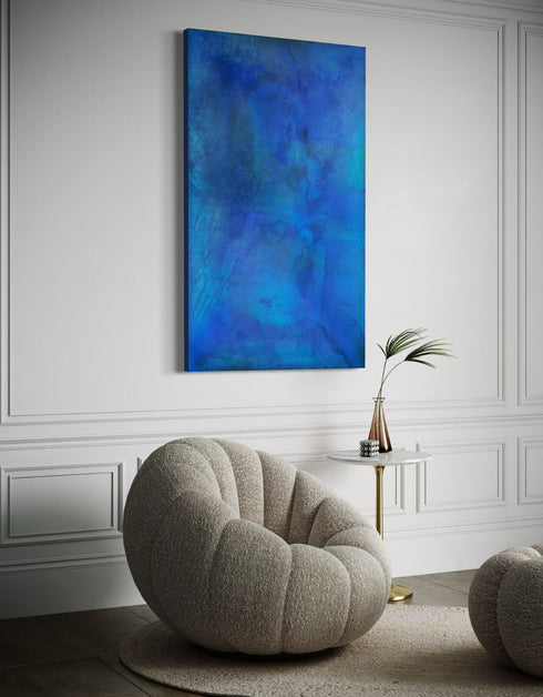Versatile painting with golds, cobalt, and metallic pigments, celebrating water's beauty and its benefits to our overall well-being.