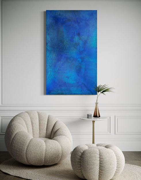 Versatile painting with golds, cobalt, and metallic pigments, celebrating water's beauty and its benefits to our overall well-being.