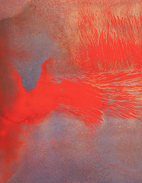 Volcano is a Giclee on Canvas Print by Seth B. Minkin, with fiery reds, oranges, and blacks, capturing explosive energy and dynamic composition.