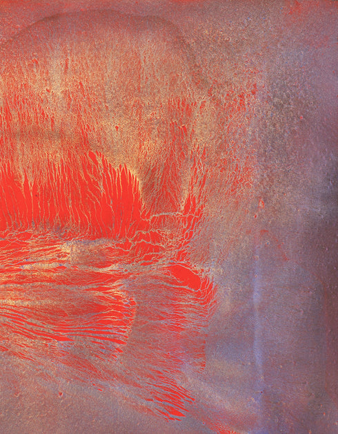 Volcano is a Limited Edition Print by Seth B. Minkin, with fiery reds, oranges, and blacks, capturing explosive energy and dynamic composition.