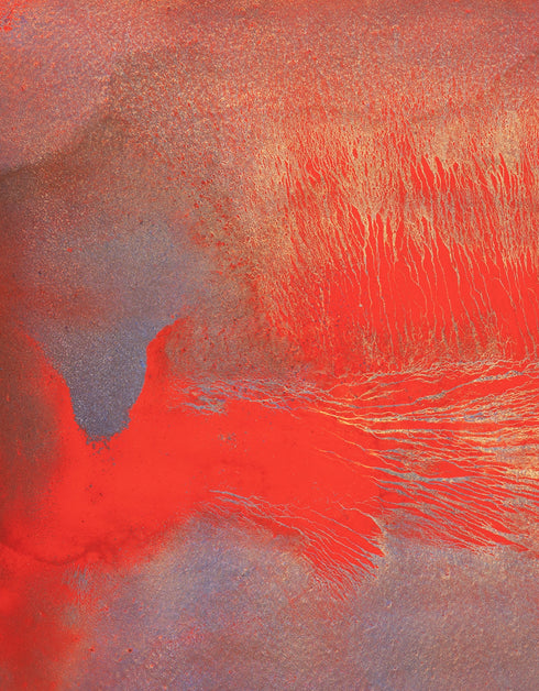 Volcano is a Limited Edition Print by Seth B. Minkin, with fiery reds, oranges, and blacks, capturing explosive energy and dynamic composition.