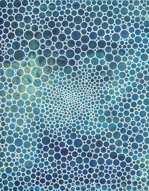 WHITE CIRCLES DEEP OCEAN | framed giclee on canvas print