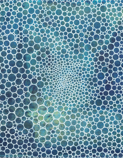 WHITE CIRCLES DEEP OCEAN | framed giclee on canvas print