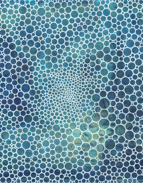 WHITE CIRCLES DEEP OCEAN | framed giclee on canvas print
