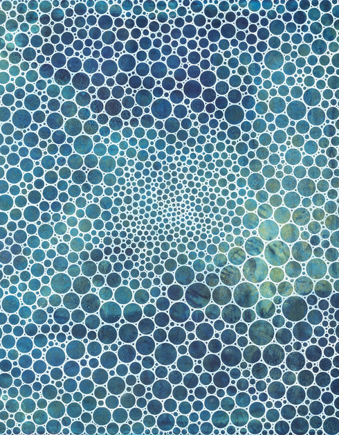 WHITE CIRCLES DEEP OCEAN | framed giclee on canvas print