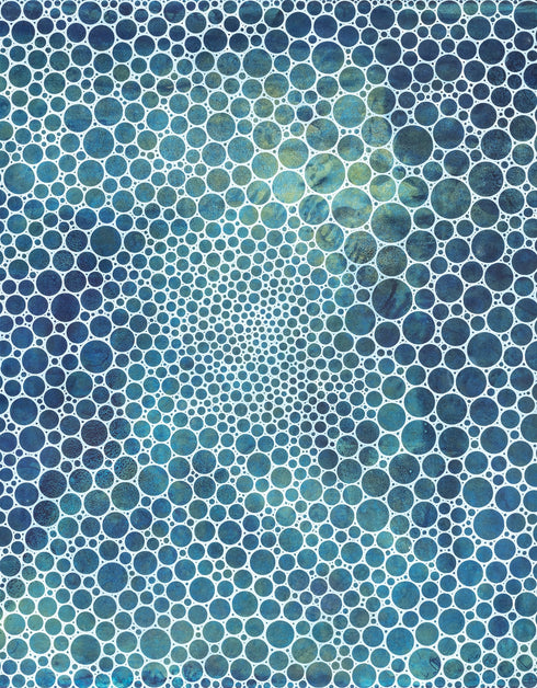 WHITE CIRCLES DEEP OCEAN | framed giclee on canvas print