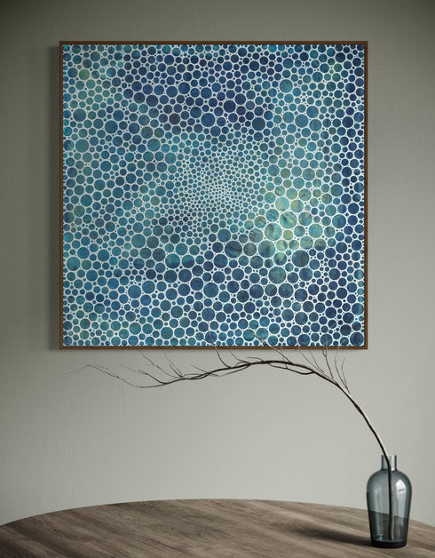 WHITE CIRCLES DEEP OCEAN | framed giclee on canvas print