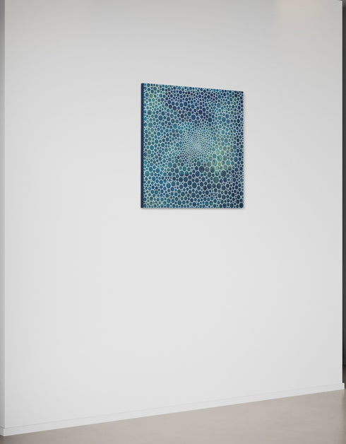 WHITE CIRCLES DEEP OCEAN | framed giclee on canvas print