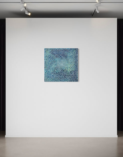 WHITE CIRCLES DEEP OCEAN | framed giclee on canvas print