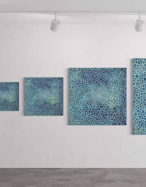 WHITE CIRCLES DEEP OCEAN | framed giclee on canvas print