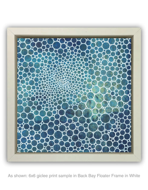 WHITE CIRCLES DEEP OCEAN | framed giclee on canvas print