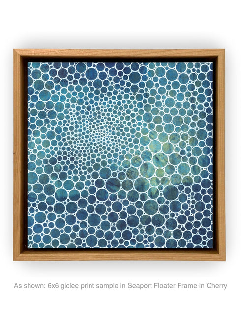 WHITE CIRCLES DEEP OCEAN | framed giclee on canvas print