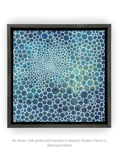 WHITE CIRCLES DEEP OCEAN | framed giclee on canvas print