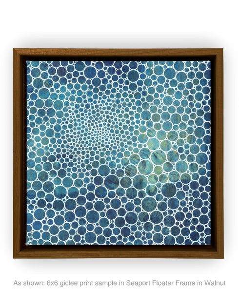 WHITE CIRCLES DEEP OCEAN | framed giclee on canvas print