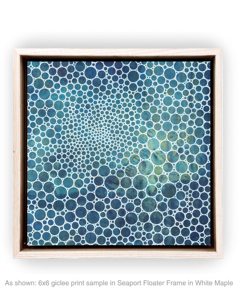WHITE CIRCLES DEEP OCEAN | framed giclee on canvas print