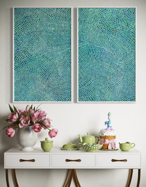 WHITE SCALES DIPTYCH | framed giclee on canvas print
