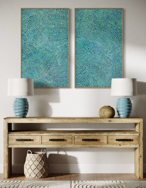 WHITE SCALES DIPTYCH | framed giclee on canvas print