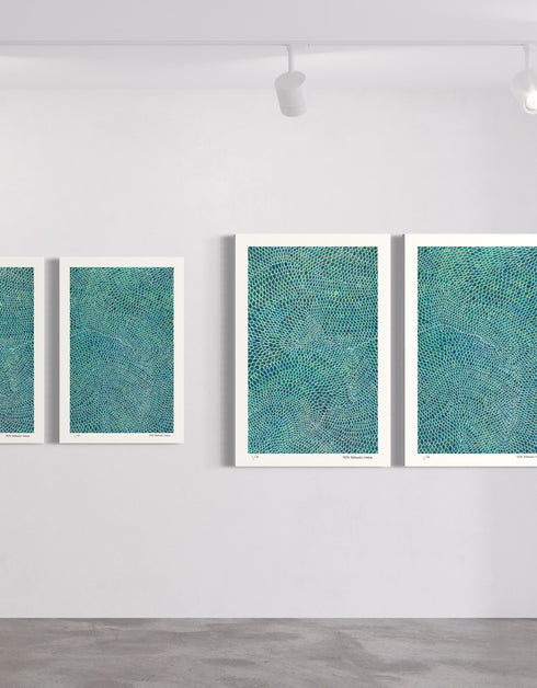 White Scales is a Limited Edition Print by Seth B. Minkin, with detailed white lines and scales, reflecting sophisticated and whimsical design.