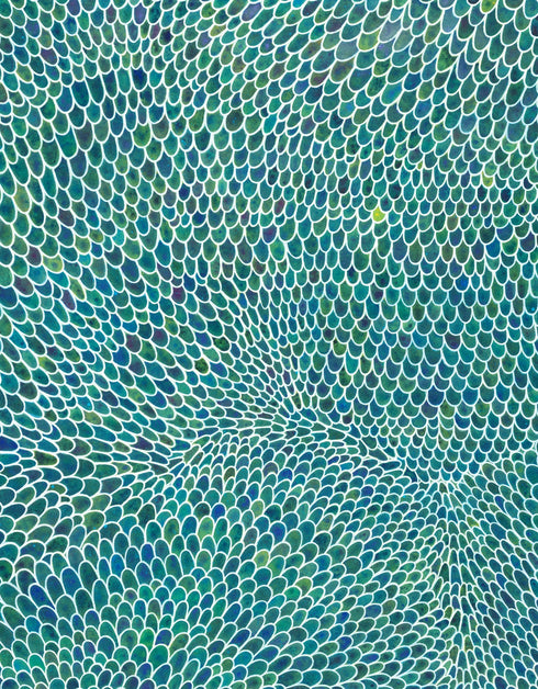 Diptych with intricate white lines and scales, offering a sophisticated and whimsical visual rhythm.