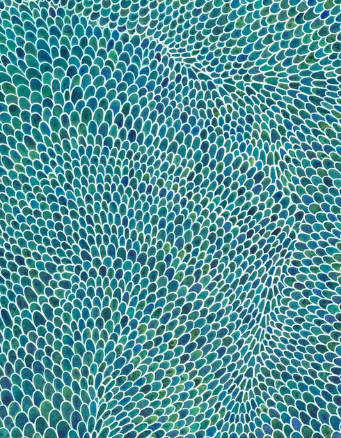 Diptych with intricate white lines and scales, offering a sophisticated and whimsical visual rhythm.