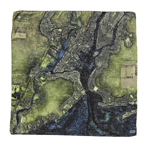 NY Harbor Chart square modal cashmere scarf by Seth B. Minkin