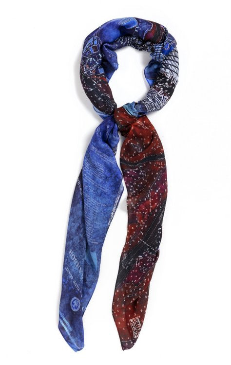 NY Harbor Blue square modal cashmere scarf by Seth B. Minkin