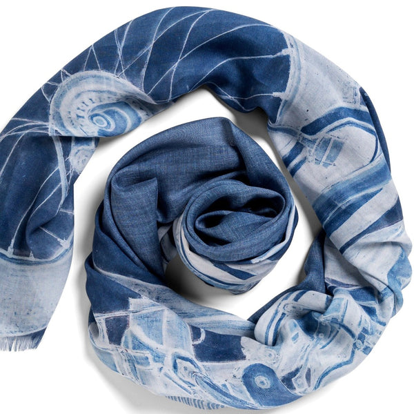 Vintage Blueprint Moto large oblong modal cashmere scarf by Seth B. Minkin