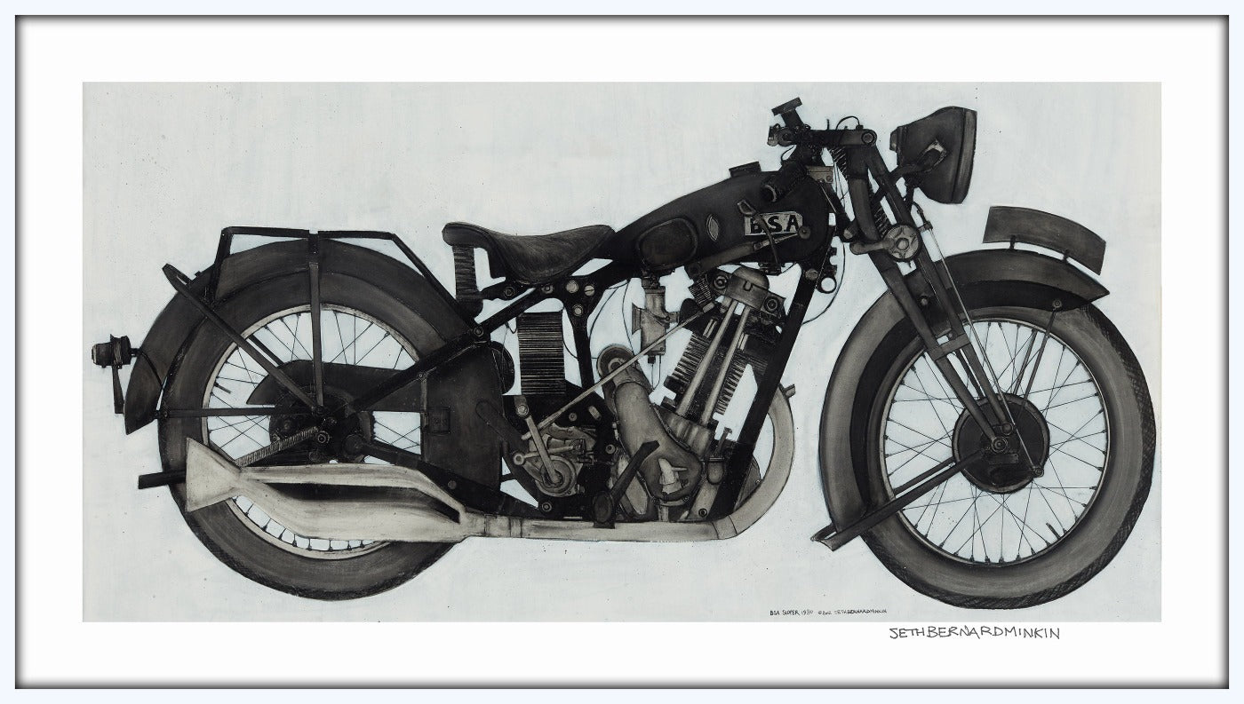 vintage bsa motorcycle limited edition print by seth b minkin