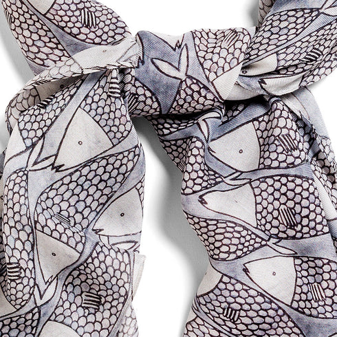 Big Sardines square modal cashmere scarf by Seth B. Minkin