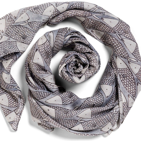 Big Sardines square modal cashmere scarf by Seth B. Minkin