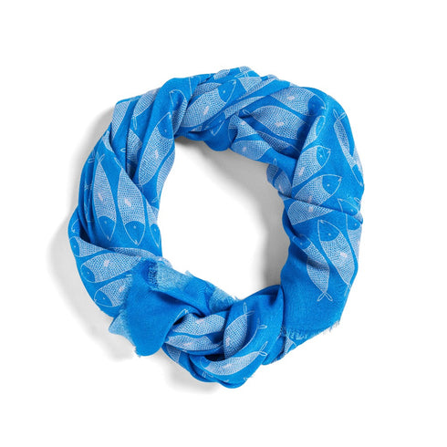 Blue Sardines large oblong modal cashmere scarf by Seth B. Minkin