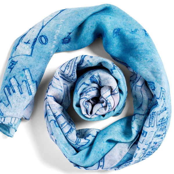 Boston Map jumbo oblong modal cashmere scarf by Seth B. Minkin