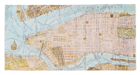 Gold Manhattan large oblong modal cashmere scarf by Seth B. Minkin