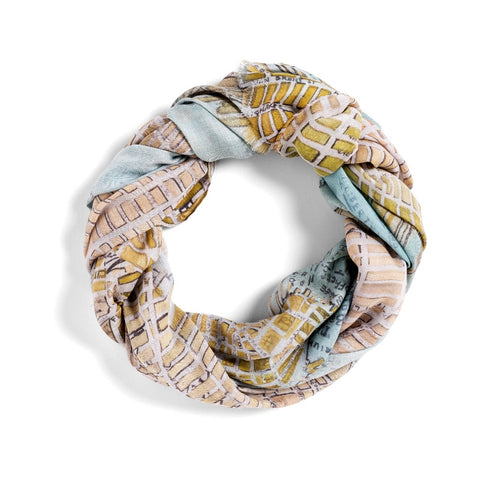 Gold Manhattan large oblong modal cashmere scarf by Seth B. Minkin