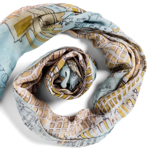 Gold Manhattan large oblong modal cashmere scarf by Seth B. Minkin