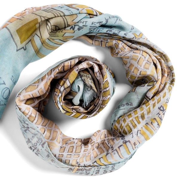 Gold Manhattan large oblong modal cashmere scarf by Seth B. Minkin