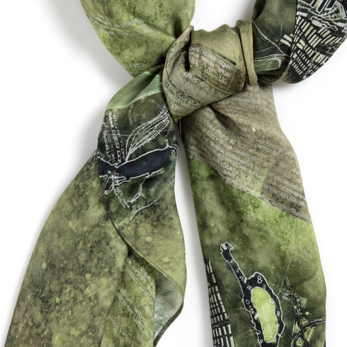 NY Harbor Chart square modal cashmere scarf by Seth B. Minkin