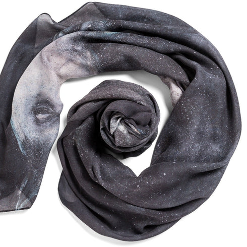 Horse jumbo oblong modal cashmere scarf by Seth B. Minkin