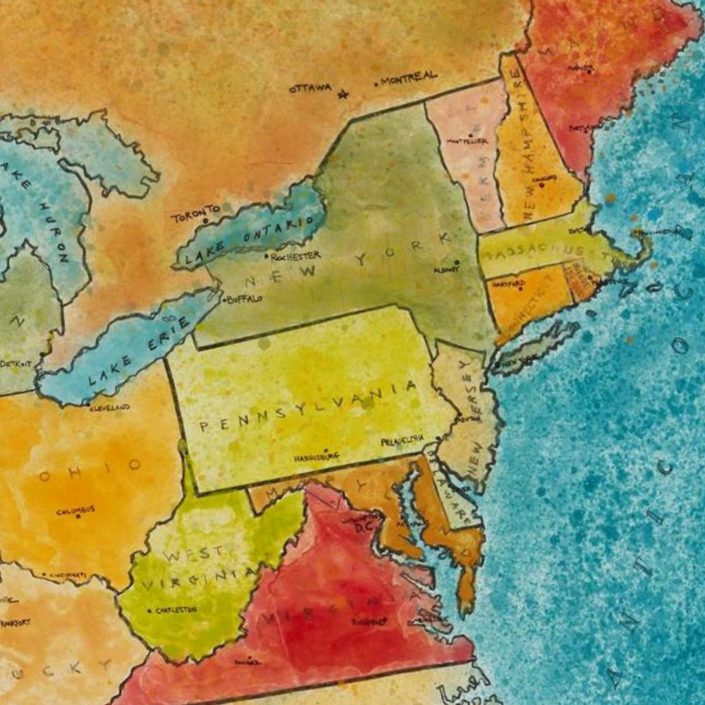US Map limited edition print by Seth B. Minkin
