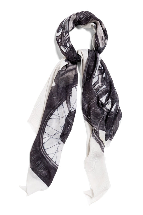 Vintage Motorcycle large oblong modal cashmere scarf by Seth B. Minkin