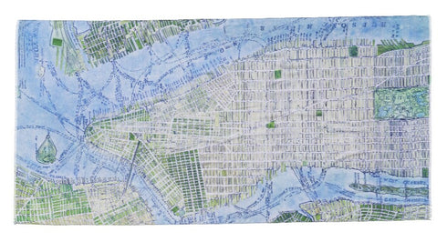 Blue Manhattan large oblong modal cashmere scarf by Seth B. Minkin