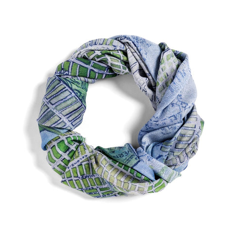 Blue Manhattan large oblong modal cashmere scarf by Seth B. Minkin