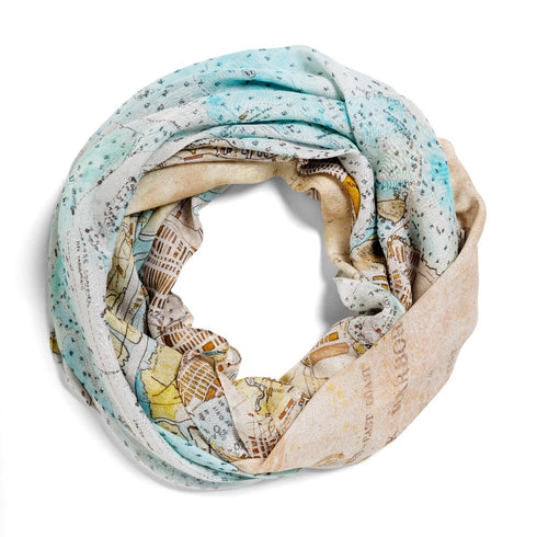 NY Harbor Chart square modal cashmere scarf by Seth B. Minkin