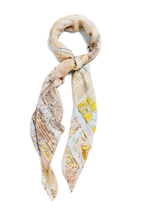 NY Harbor Chart square modal cashmere scarf by Seth B. Minkin