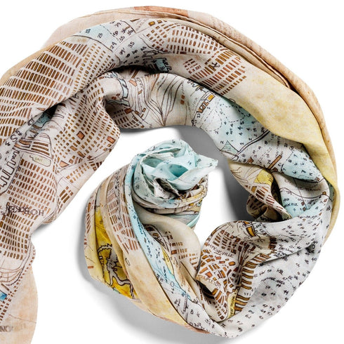 NY Harbor Chart square modal cashmere scarf by Seth B. Minkin