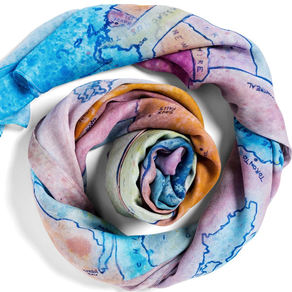 US map jumbo oblong modal cashmere scarf by Seth B. Minkin